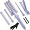 TEMU 5 In 1 Wand Curling Iron-curling Wand Set With Hair Straightener, 3 Barrels Hair Crimper Iron, 3 Ceramic Curling Irons (0.35 "-1.25"), 2 Temps Fast Heat Hair Curler Waver With Glove & Clip-purple