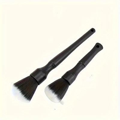 TEMU 2pcs Car Interior Detailing Brush, Soft Bristle Cleaning Brush Dusting Brush, Car Interior Cleaning Tool, Auto Detail Brush Car Dash Duster Brush (black)