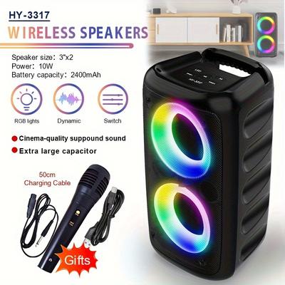 TEMU Hy-3317 Wireless Speaker With Subwoofer, Large Boombox Speaker, Stereo Speaker, Subwoofer, Outdoor Wireless Speaker, Party Disco Light, Tws, Tf, Aux, Mic