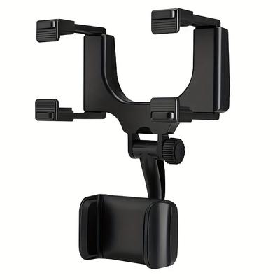 TEMU Universal 360 Rotation Adjustable Car Mirror Mount Stand View Rear Gps Cell Phone Holder, Durable Abs Material Easy Install Safe Driving Tools