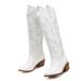 TEMU Cowboy Boots For Women - Wide Calf Cowgirl Boots, Women's Knee-high Western Boots, Ladies Tall Country Boots With Side Zipper And Classic Embroidery Retro Fashion Boots Pull On For Ladies