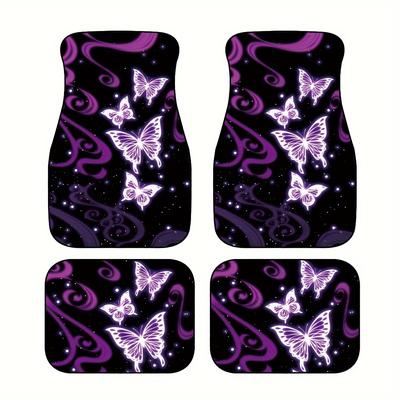 TEMU 4pcs Print Front And Rear Seat Car Floor Mats, All Weather, Auto Interior Decoration