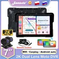 Jansite 7 "Moto DVR 2K Dash Camera IPS Schermo Registrar Wireless Carplay Android auto Doppia Lente di Controllo Remoto Wifi BT5.0