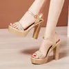 10 cm 13 cm kleine Größe 32-43 elegante Glitzer-Sandalen klobige Plateauschuhe Sommer 2025