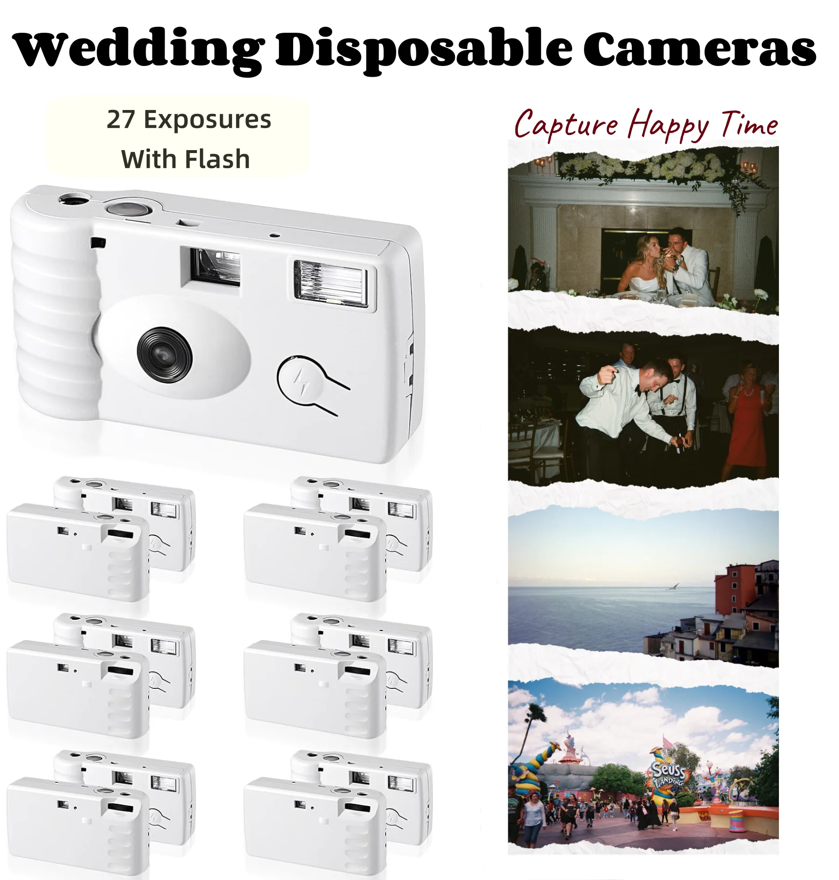 2-12 Stück Hochzeit Einweg kamera einmal 35mm Filmkamera 27Roll Flash Kamera für Jubiläum Geburtstag Geschenk Party Urlaub Image
