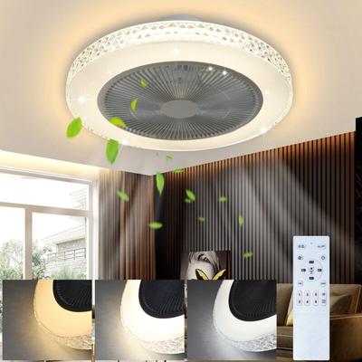Deckenventilator Mit Beleuchtung und Fernbedienung Leise - 48.5CM led Deckenlampe Dimmbar Image