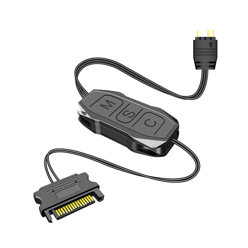ARGB Controller 5V 3pin Zu SATA Netzteil Mini RGB Controller 3PIN Hub Für Computer CPU Fall Kühlen fan LED Licht Kühler Image