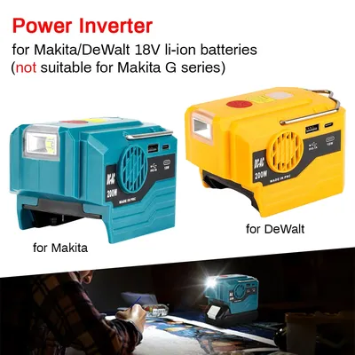 AC 220V Inverter Generator Power inverter LED Outdoor Camping Adapter Power Supply Tool For Makita DeWalt 18V Li-ion Battery