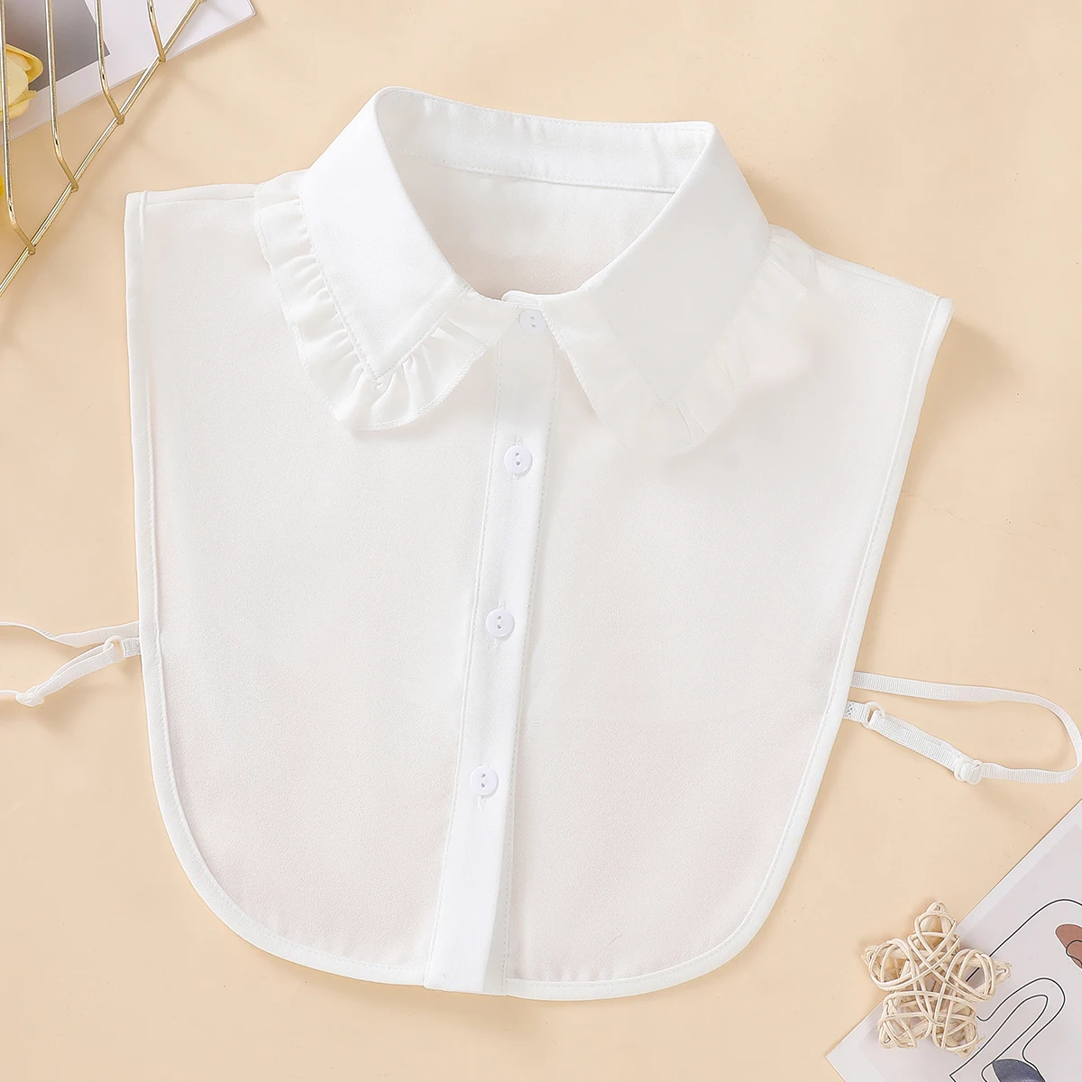 Damen-Fake-Kragen aus Chiffon mit spitzem Ausschnitt, modisch und vielseitig, personalisierte Dekoration, abnehmbarer Fake-Kragen Image