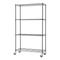 36"W x 14"D x 63"H 4-Tier NSF Wire Shelving Unit with Wheels (Black)