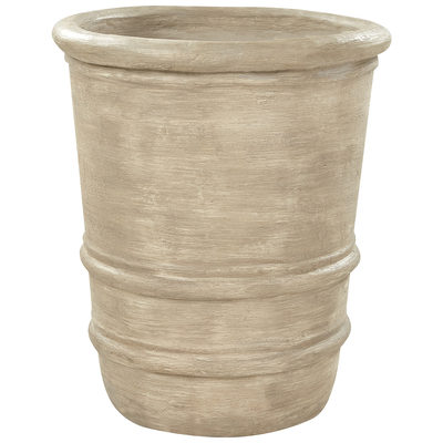 Blumentopf Beige Terrakotta Oval ⌀ 43 cm Wisch-Optik mit Loch 51 cm Hoch Konisch Rustikales Design für Garten Terrasse O