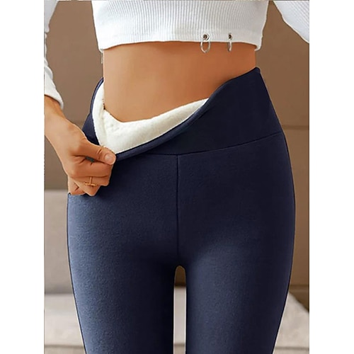 Damen Leggings mit Fleecefutter Fleecehose Strumpfhosen Leggings Stumpfhosen Lässig / Sportlich Athleisure Knöchellang Hohe Taille Einfach Po-Lifting Komfort Bauchkontrolle Mikroelastisch Yoga Image