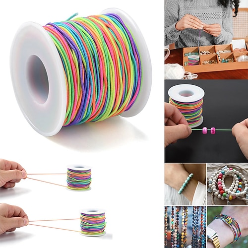 corda elastica per braccialetto - 1 rotolo di corda elastica per la creazione di braccialetti, corda elastica arcobaleno per braccialetti, creazione di gioielli, collane, perline, cucito e artigianato fai-da-te