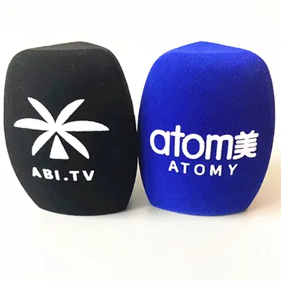 2 Pcs Flocked Mic Foam Windscreen Customize Logo for Handheld Interview Microphone Covers 40mm