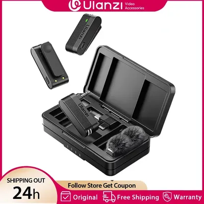Ulanzi A100 Wireless Lavalier Microphone Professional 20M Audio Video Voice Recording Mic for iPhone