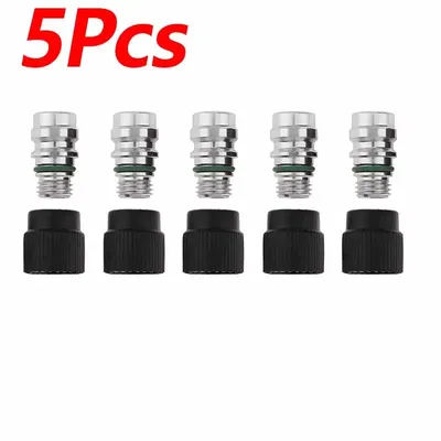 5Pcs High Side A/C Service Charge Port Ball Valve Cores With Caps Auto Car Air Conditioner System