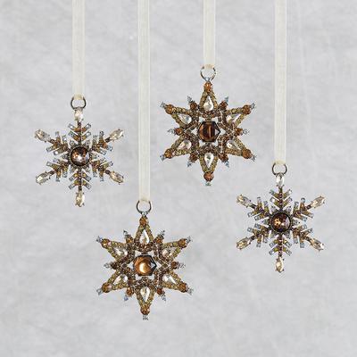 Set of 4 Champagne Glamour Snowflakes - Frontgate