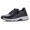 Keilsneaker GABOR ROLLINGSOFT, Damen, Gr. 41, schwarz (schwarz lack), Kalbsleder, Lackleder, unifarben, casual, Schuhe Sneaker, Freizeitschuh, Halbschuh, Schnürschuh, Logoschriftzug an der Ferse