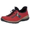 Slip-On Sneaker RIEKER "Ready2GO", Damen, Gr. 40, rot (rot, schwarz), Lederimitat, Textil, sportlich, Schuhe Slipper, Schlupfschuh, Freizeitschuh, Halbschuh mit MemoSoft-Ausstattung