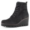 Stiefelette GABOR, Damen, Gr. 44, schwarz, Veloursleder, unifarben, modisch, Schuhe, Keilabsatz, Schnürboots, Keilstiefelette, Best Fitting-Ausstattung