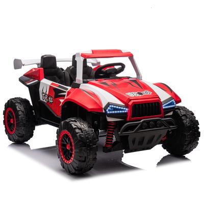 24V Two-Seater Kids Ride On Electric Car ,2WD, Four-Wheel Suspension, Police Car with Megaphone, Bluetooth, MP3, USB, LED Lights
