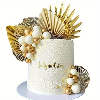 TEMU Bohemian Champagne Topper Set - Elegant Palm Leaf Design For Birthdays, Graduations & More - Pvc, No Power Needed