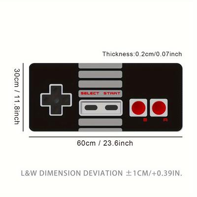 TEMU Retro Game Controller Design Large Extended Mouse Pad, Non-slip Rubber Base, Washable Desk Mat With Precision Edging For Gaming And Office