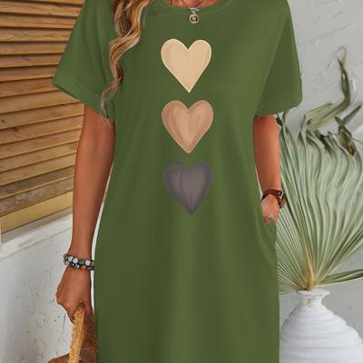 TEMU Women's Casual Bat Sleeve Pocket Dress With Image