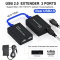 100M 2 Porte USB 2.0 Extender tramite RJ45 Cat5e Cat6 Cavo di rete Ethernet per Webcam Fotocamera Mouse Tastiera Stampante Disco flash USB