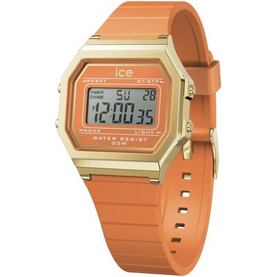 Chronograph ICE-WATCH "ICE digit retro - Small", orange (apricot), Armbanduhren, Damen, Armbanduhr, Quarzuhr, Damenuhr, Silikonarmband, Datum