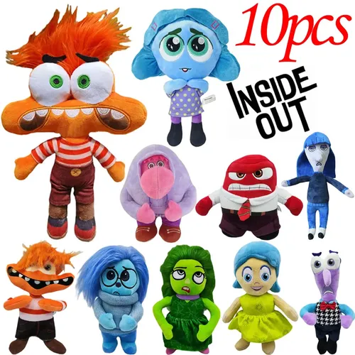 Inside Out 2 poupées en peluche à l'envers, jouet en peluche mignon de dessin animé, peluche douce, jouets périphériques d'anime, cadeaux d'anniversaire pour enfants