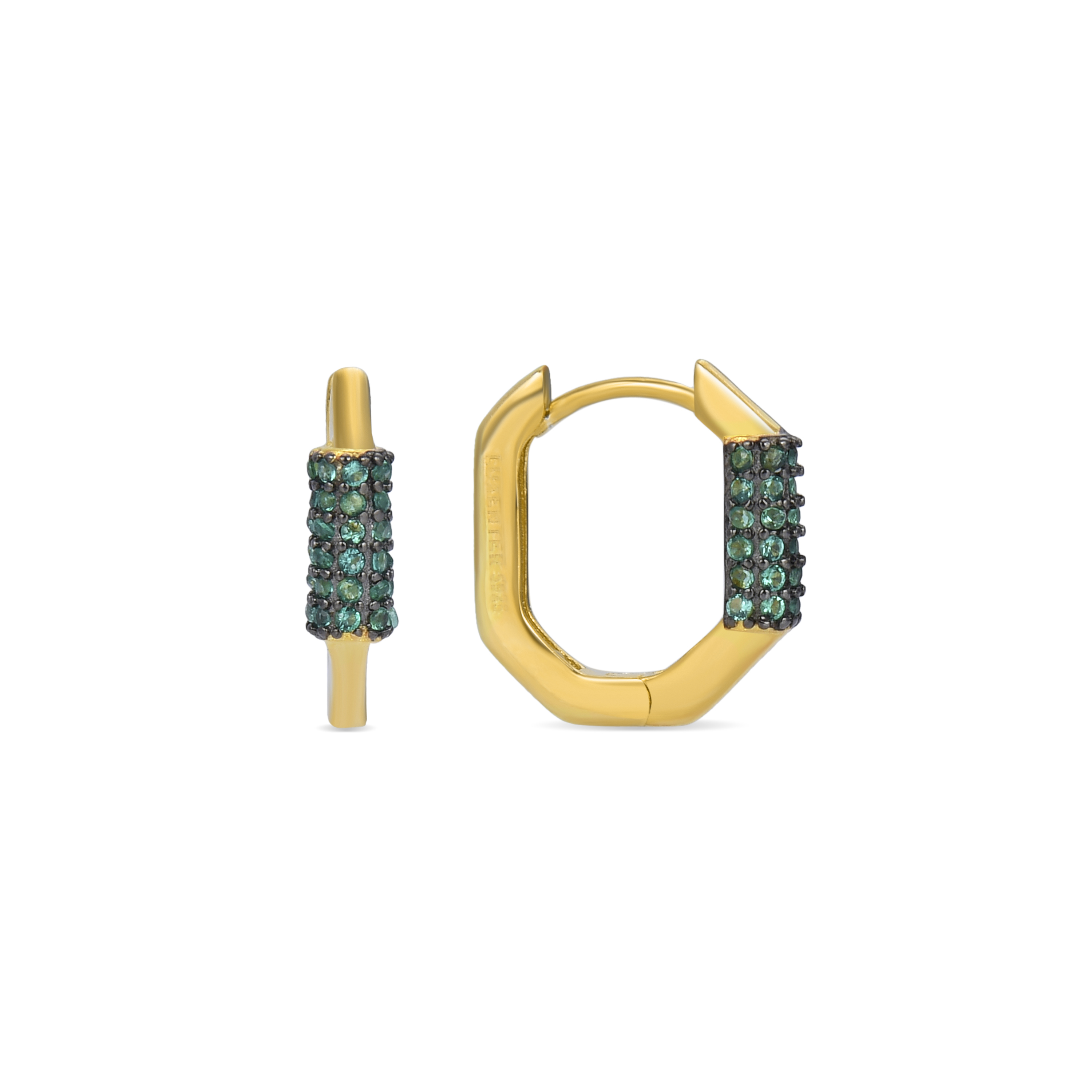 Luxenter Sthyha Ohrringe aus 925er Sterlingsilber und Smaragdzirconen in 18 Karat Gelbgold Image