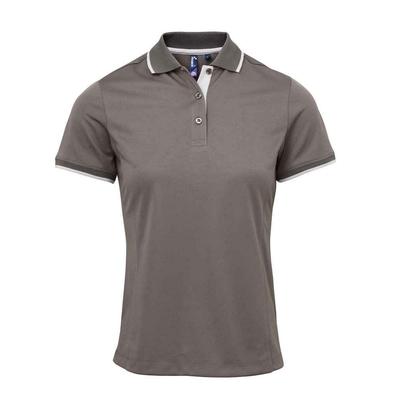 Premier - "Coolchecker" Poloshirt für Damen (Dunkelgrau/Silber) Image