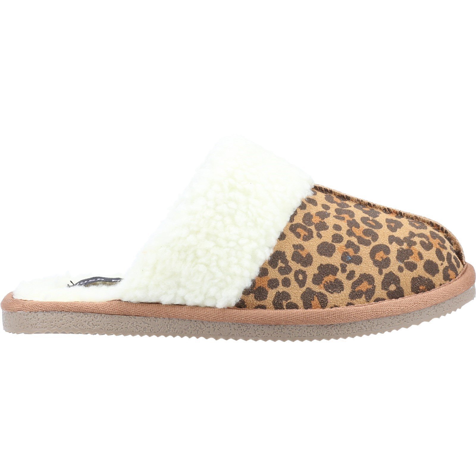 Hush Puppies - Damen Hausschuhe "Arianna", Leo-Muster, Wildleder (Braun/Weiß)