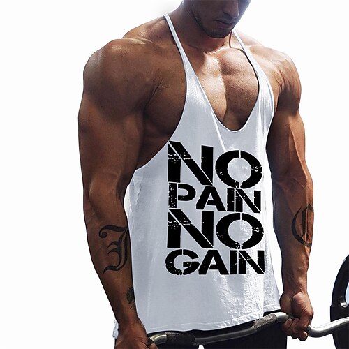 Herren Workout-Tanktop Lauf-Tanktop Fitness-Tanktop Ärmellos Weste / Gilet Lässig Athleisure Sommer Buchstabe Schnelltrocknend Weich Atmungsaktiv Fitnesstraining Gehen Joggen Sportbekleidung Image
