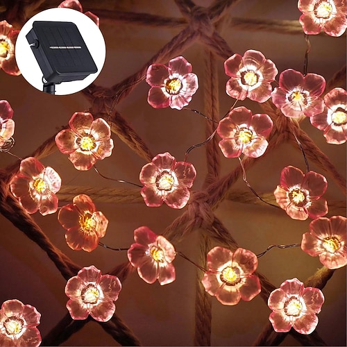 4m 40led Solar Kirschblüte Pilz Haselnuss Kupferdraht Lichterkette Outdoor wasserdicht Weihnachten Thanksgiving Garten Party Balkon Heimdekoration Image
