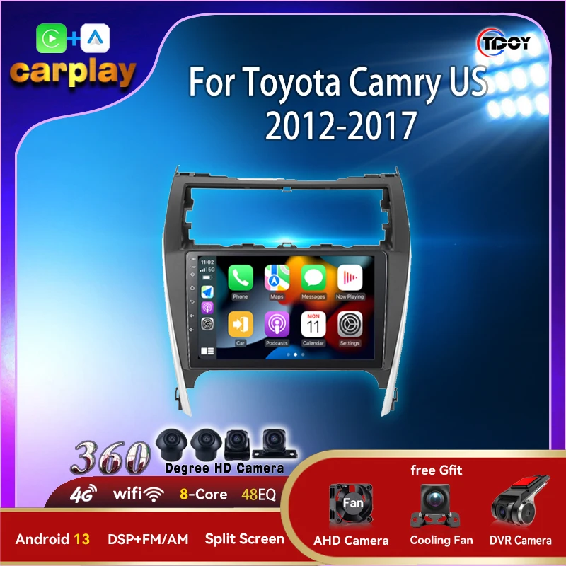 Car Radio Carplay For Toyota Camry US 2012-2017 Andriod Auto Wireless Multimedia Automotive Amplifier Subwoofer Autoradio Stereo