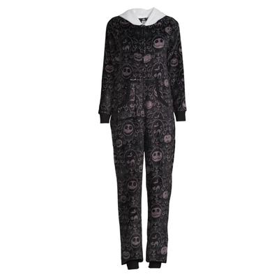 Disney Other | Disney Nightmare Before Christmas Jack Skeleton Fleece Onesie Union Suit | Color: Black/Gray | Size: Os