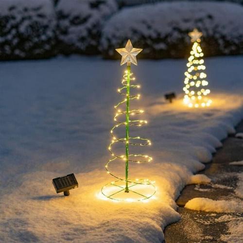 Sapin de Noël solaire à LED en métal, guirlandes lumineuses pour sapin de Noël intérieur extérieur,