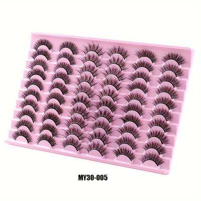 TEMU 30 Pairs 3 Styles Wispy Lashes Fluffy Eye Lashes Natural Look 3d/4d Volume 8mm-14mm Fake Eyelashes Pack Makeup Synthetic