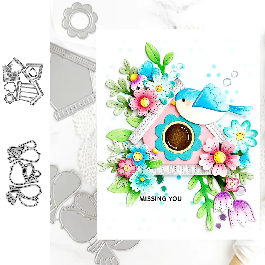 Matrices de découpe en métal pour bricolage, nid d'oiseaux, hangar, couteau Tweet, matrices de découpe pour bricolage, Scrapbooking, fabrication de cartes, pochoirs artisanaux, nouvel arrivage 2025