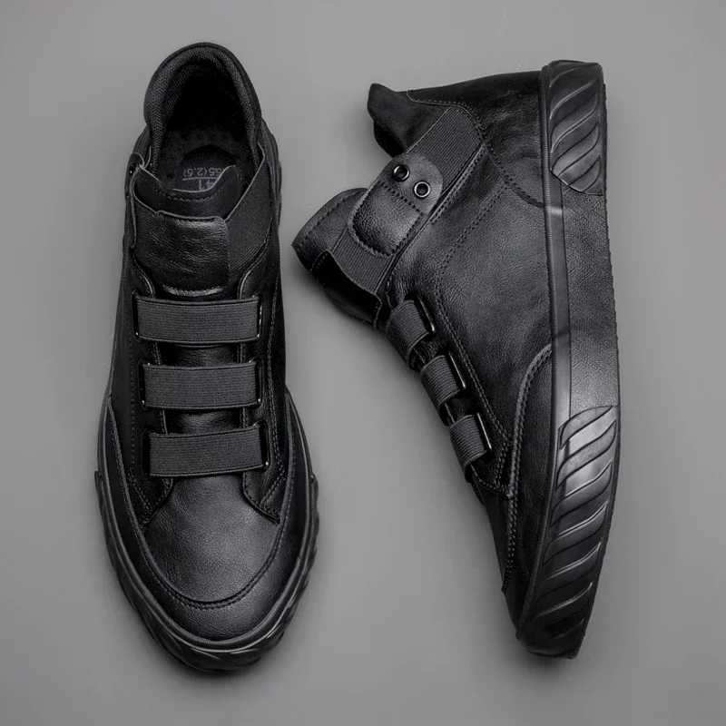 Neue männer Leder Schuhe Koreanische Trend Bequeme Loafer Männer Schuhe Britischen Mode Männer High Top Sneakers Neue Mokassins Männer 588g Image