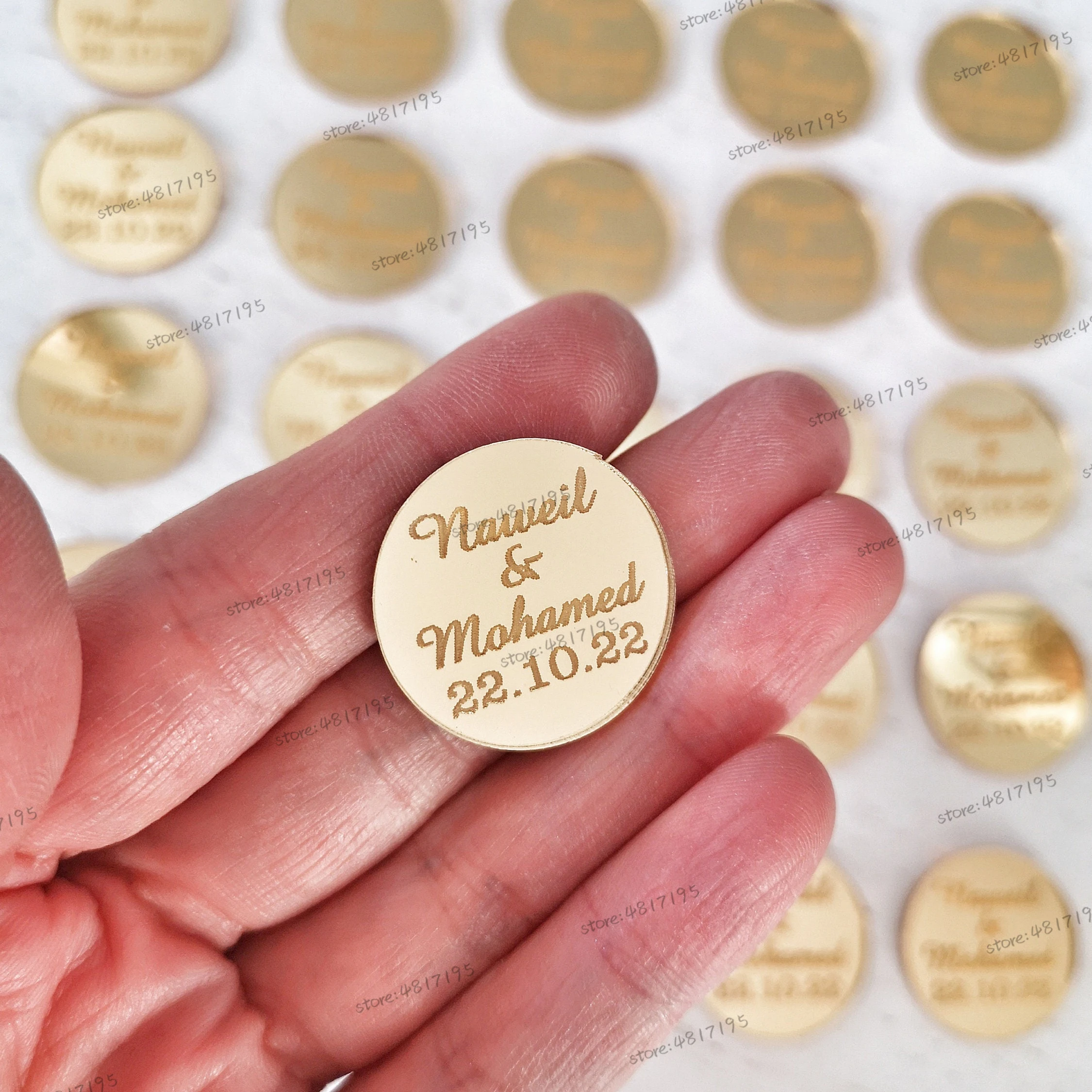 50 Stück DIY Baby-Geburtstags-Geschenkbox, Acryl-Plakette, individuelle Feiertags-Partygeschenke, personalisierter Name, Cupcake-Topper, Babyparty-Tags Image