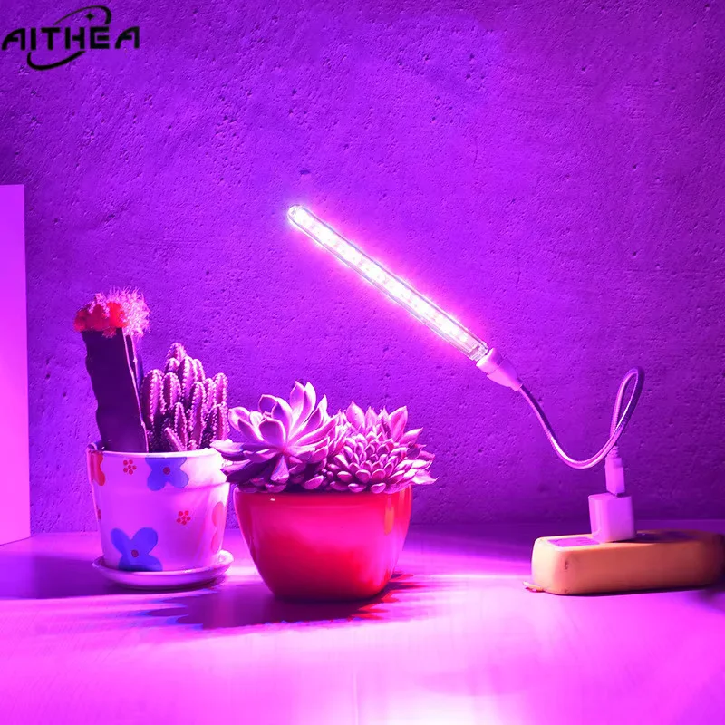 AITHEA Tragbare Vollspektrum-LED-Pflanzenlampe Rot & Blau USB für Innenräume Gewächshaus Pflanzen Gemüse Hydroponik Lichtleiste