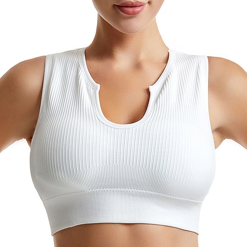 Damen Leichte Unterstützung Sport Bustier bh Sport-BH Bustier Drahtlos Fester Halt BH-Oberteil Gefüttert Fitness Freizeit Sport Laufen Atmungsaktiv Leichtgewichtig Weich wasserblau Schwarz Weiß Image
