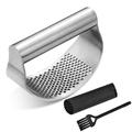 set spremiaglio - spremiaglio a bilanciere in acciaio inox con pelapatate nero e spazzola per la pulizia, tritacarne e tritatutto per una facile preparazione dell'aglio