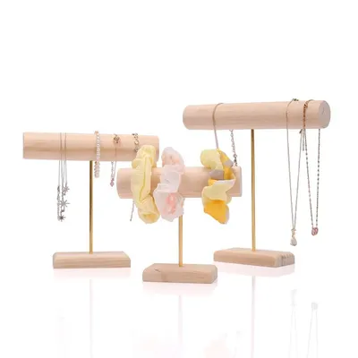 1pc Wood Jewelry Display Stand Bracelet Storage Rack for Hair Band Necklace Bangle Tabletop Display