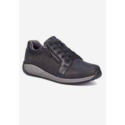 Extra Wide Width Women's Tally Zip Up Oxford Shoe by Drew in Black Nubuck (Size 12 WW)