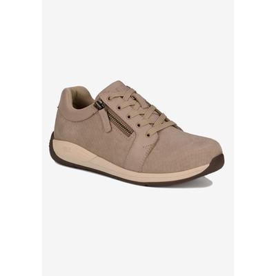 Extra Wide Width Women's Tally Zip Up Oxford Shoe by Drew in Taupe Nubuck (Size 7 1/2 WW)