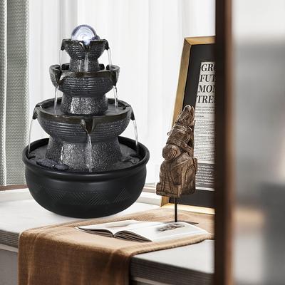 TEMU 3-tier Indoor Desktop Water Fountain With Led Light And Pump Decoration - Portable Tabletop Decorative Waterfall Fountains